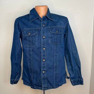 Vintage 1970s Denim Shirt Jacket, Western, Size Small-Medium, Blue Jean